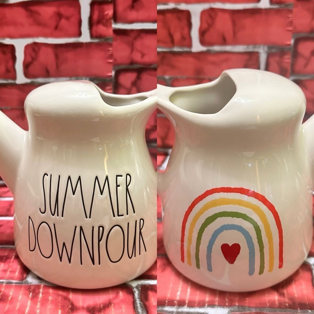 Rae Dunn SUMMER DOWNPOUR cream ceramic watering can